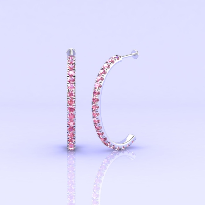 Dainty 14K Natural Pink Spinel Earrings, Everyday Gemstone Half Hoop Earrings For Women, August Birthstone Jewelry For Her, Handmade Jewelry | Save 33% - Rajasthan Living 5