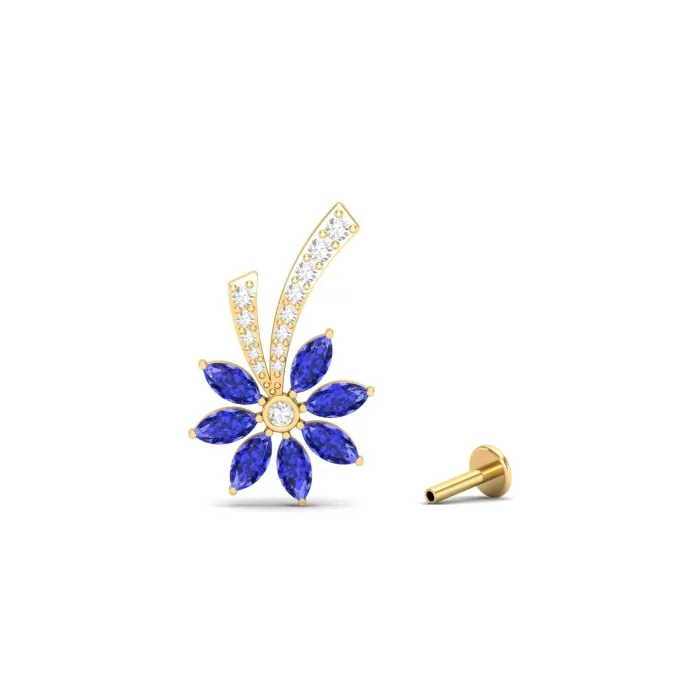 14K Dainty Natural Tanzanite Stud Earrings, Gold Stud Earrings For Women, Everyday Gemstone Earring For Her, December Birthstone Earrings | Save 33% - Rajasthan Living 6