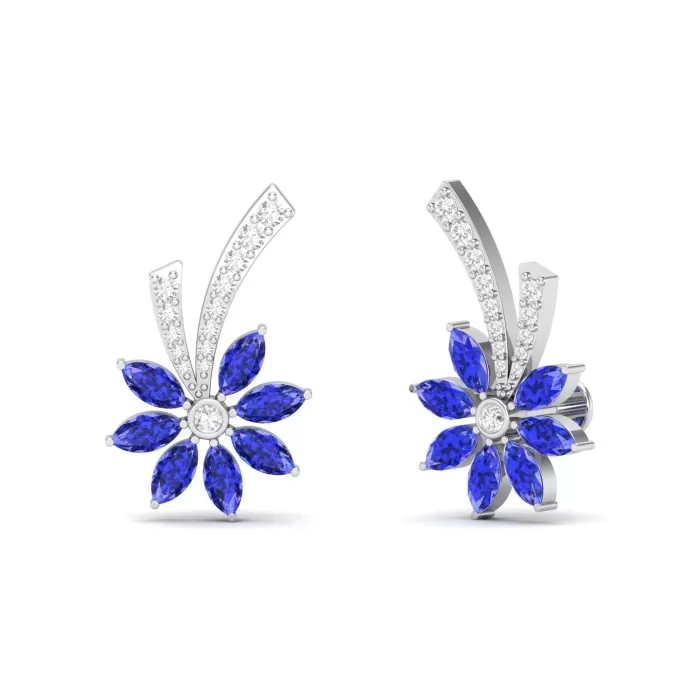 14K Dainty Natural Tanzanite Stud Earrings, Gold Stud Earrings For Women, Everyday Gemstone Earring For Her, December Birthstone Earrings | Save 33% - Rajasthan Living 7