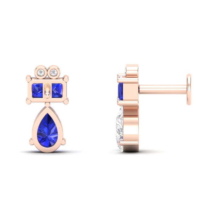 Dainty 14K Natural Tanzanite Stud Earring, Statement Gold Stud Earrings For Women, Everyday Gemstone Cartilage Earring For Her, Ear Jackets | Save 33% - Rajasthan Living 12