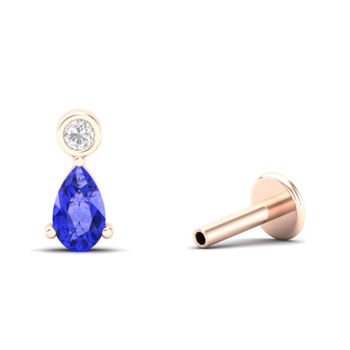 14K Dainty Natural Tanzanite Stud Earrings, Everyday Gemstone Earrings For Women, Gold Stud Earring For Her, December Birthstone Jewelry | Save 33% - Rajasthan Living 7