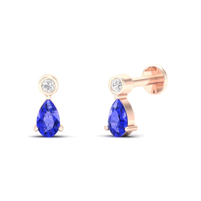 14K Dainty Natural Tanzanite Stud Earrings, Everyday Gemstone Earrings For Women, Gold Stud Earring For Her, December Birthstone Jewelry | Save 33% - Rajasthan Living 11