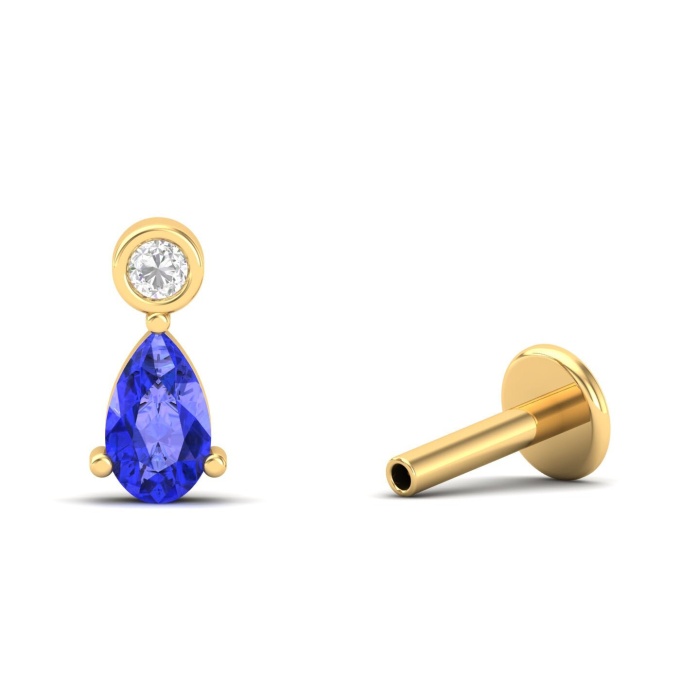 14K Dainty Natural Tanzanite Stud Earrings, Everyday Gemstone Earrings For Women, Gold Stud Earring For Her, December Birthstone Jewelry | Save 33% - Rajasthan Living 5