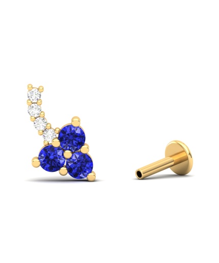 14K Dainty Natural Tanzanite Stud Earrings, Gold Climber Stud Earrings For Women, Everyday Gemstone Earring For Her, December Birthstone Gem | Save 33% - Rajasthan Living 3