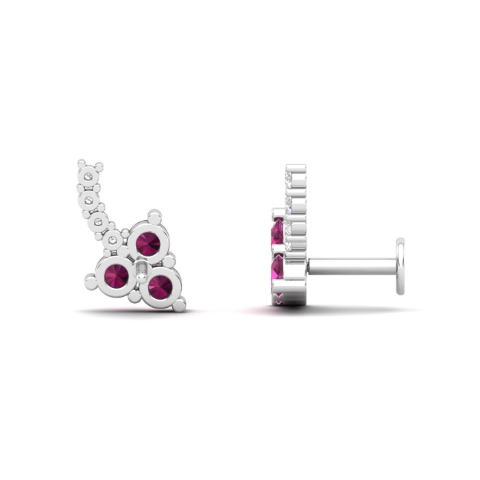 Natural Rhodolite Garnet 14K Dainty Stud Earrings, Handmade Climber Stud Earrings For Women, Everyday Gemstone Earring For Her, Party Jewel | Save 33% - Rajasthan Living 11