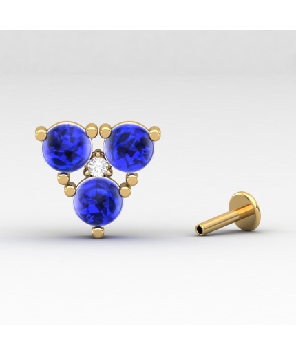 Dainty 14K Natural Tanzanite Stud Earrings, Gold Cabochon Stud Earrings For Women, December Birthstone Earring For Her, Everyday Earrings | Save 33% - Rajasthan Living