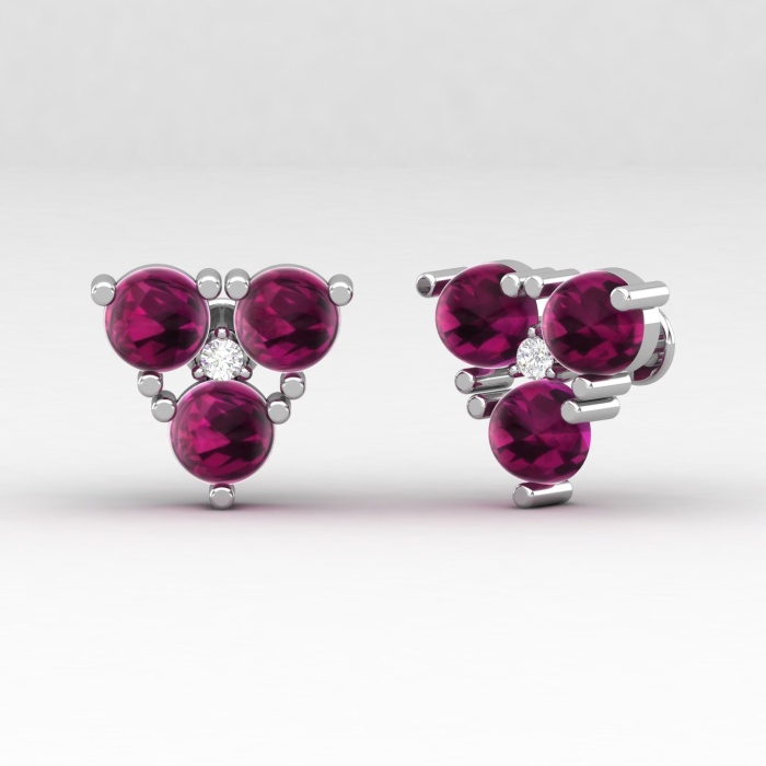 Natural Rhodolite Garnet 14K Dainty Stud Earrings, Everyday Gemstone Earring For Women, January Birthstone Earring For Women, Party Jewelry | Save 33% - Rajasthan Living 8