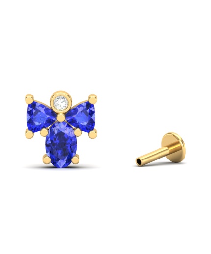 14K Natural Tanzanite Dainty Stud Earrings, Gold Climber Stud Earrings For Women, Everyday Gemstone Earring For Her, December Birthstone Gem | Save 33% - Rajasthan Living 3