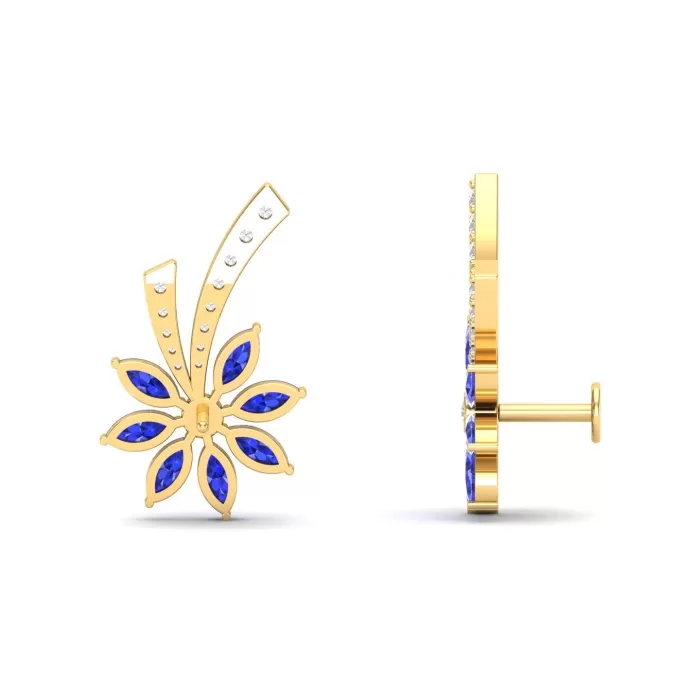 14K Dainty Natural Tanzanite Stud Earrings, Gold Stud Earrings For Women, Everyday Gemstone Earring For Her, December Birthstone Earrings | Save 33% - Rajasthan Living 12