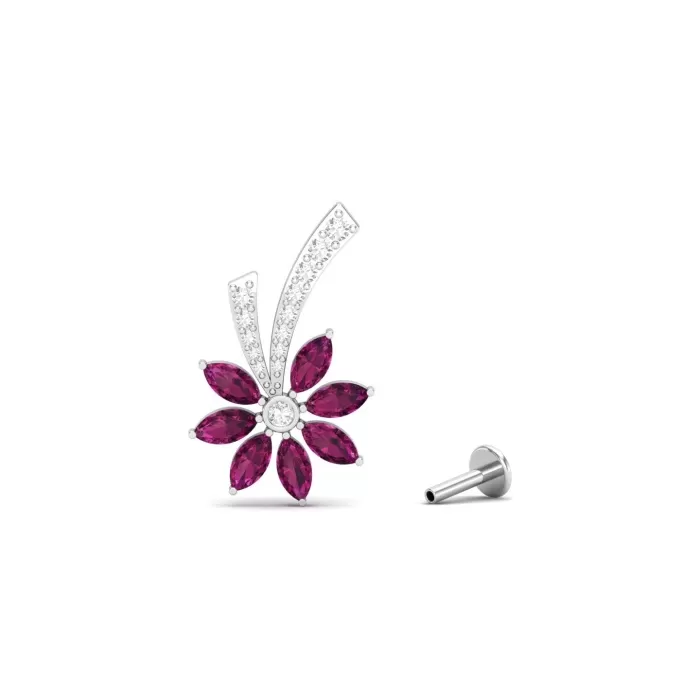 14K Dainty Natural Rhodolite Garnet Stud Earrings, Gold Handmade Stud Earring For Women, December Birthstone Earrings For Her, Flower Jewels | Save 33% - Rajasthan Living 6