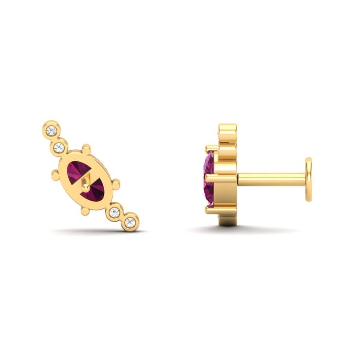 Dainty Natural Rhodolite Garnet 14K Climber Stud Earrings, Everyday Gemstone Ear Climbers For Women, January Birthstone Ear Cuffs For Her | Save 33% - Rajasthan Living 7