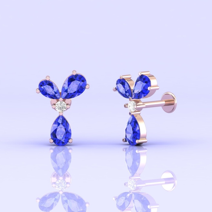 14K Dainty Tanzanite Stud Earrings, Handmade Jewelry, Gemstone Earrings, Anniversary Gift, Gift For Her, Party Jewelry, Art Nouveau Earrings | Save 33% - Rajasthan Living 5