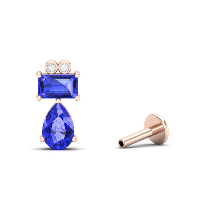 Dainty 14K Natural Tanzanite Stud Earring, Statement Gold Stud Earrings For Women, Everyday Gemstone Cartilage Earring For Her, Ear Jackets | Save 33% - Rajasthan Living 5