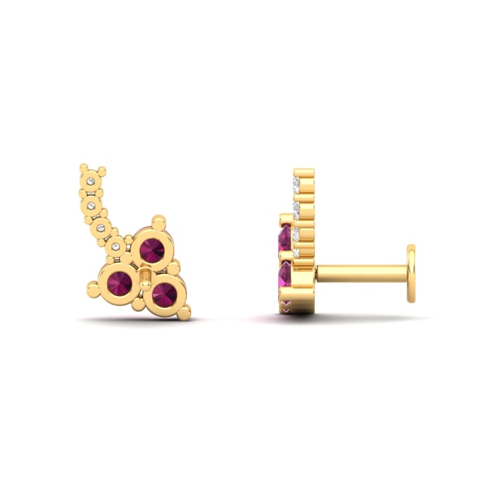 Natural Rhodolite Garnet 14K Dainty Stud Earrings, Handmade Climber Stud Earrings For Women, Everyday Gemstone Earring For Her, Party Jewel | Save 33% - Rajasthan Living 12