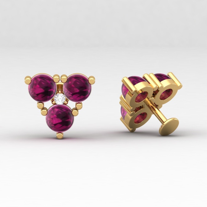 Natural Rhodolite Garnet 14K Dainty Stud Earrings, Everyday Gemstone Earring For Women, January Birthstone Earring For Women, Party Jewelry | Save 33% - Rajasthan Living 9