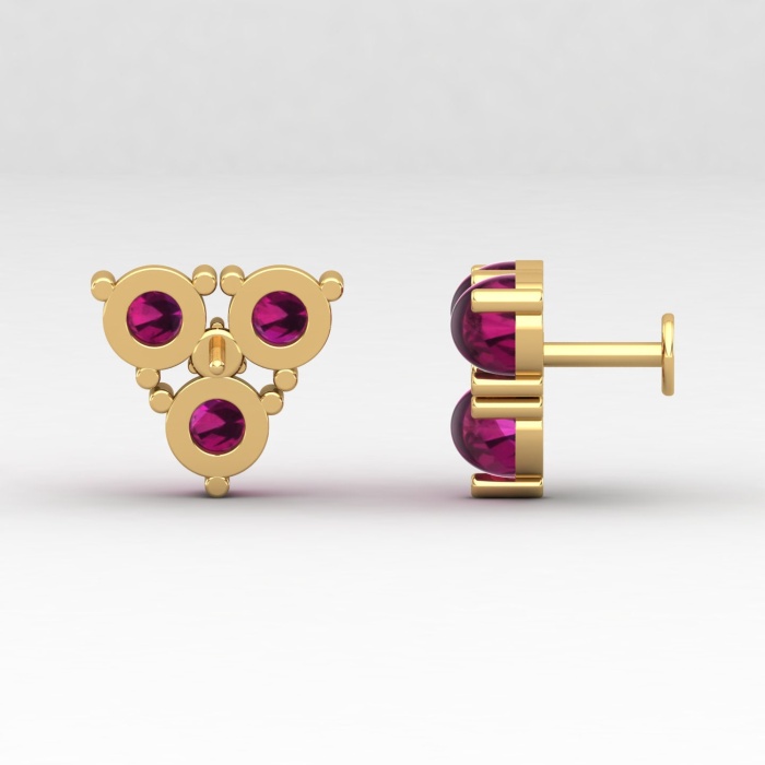 Natural Rhodolite Garnet 14K Dainty Stud Earrings, Everyday Gemstone Earring For Women, January Birthstone Earring For Women, Party Jewelry | Save 33% - Rajasthan Living 12
