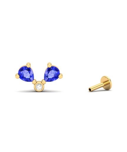 14K Dainty Natural Tanzanite Stud Earrings, Gold Climber Earring For Women, December Birthstone Earrings For Her, Everyday Gemstone Crawlers | Save 33% - Rajasthan Living