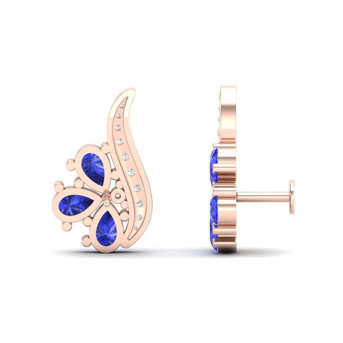 Natural Tanzanite 14K Dainty Stud Earrings, Handmade Floral Stud Earrings For Women, Gold Stud Earring For Her, December Birthstone jewelry | Save 33% - Rajasthan Living 7