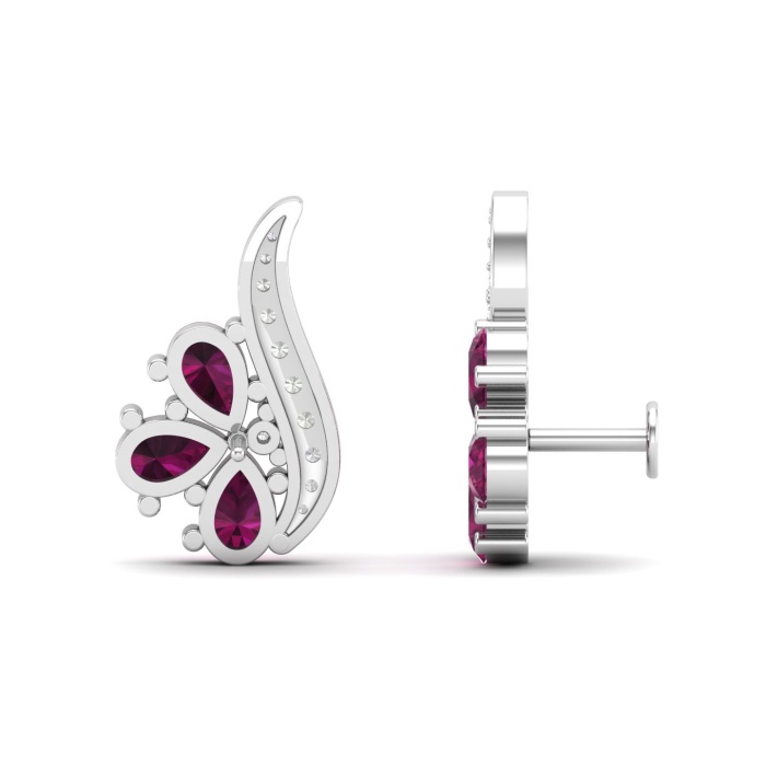 14K Natural Rhodolite Garnet Dainty Stud Earrings, January Birthstone Earring For Women, Everyday Gemstone Earrings For Her, Garnet Jewelry | Save 33% - Rajasthan Living 11