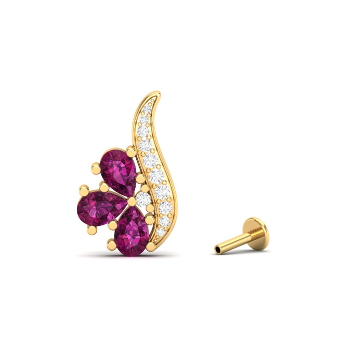 14K Natural Rhodolite Garnet Dainty Stud Earrings, January Birthstone Earring For Women, Everyday Gemstone Earrings For Her, Garnet Jewelry | Save 33% - Rajasthan Living 5