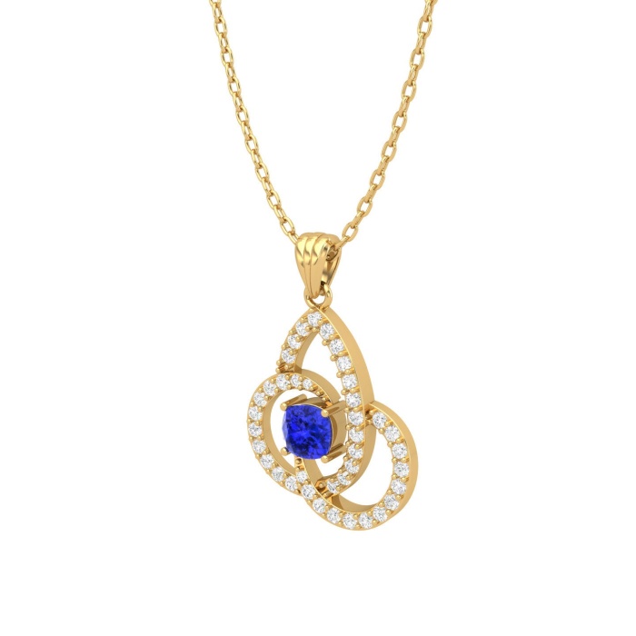 Natural Tanzanite Solid 14K Gold Necklace, Minimalist Diamond Pendant, December Birthstone, Gift for her, Unique Diamond Layering Necklace | Save 33% - Rajasthan Living 13