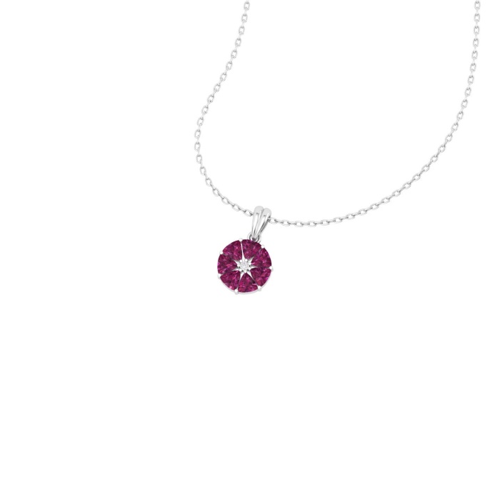 Dainty 14K Gold Natural Rhodolite Garnet Necklace, Minimalist Diamond Pendant, January Birthstone , Unique Diamond Layering Necklace For Her | Save 33% - Rajasthan Living 6