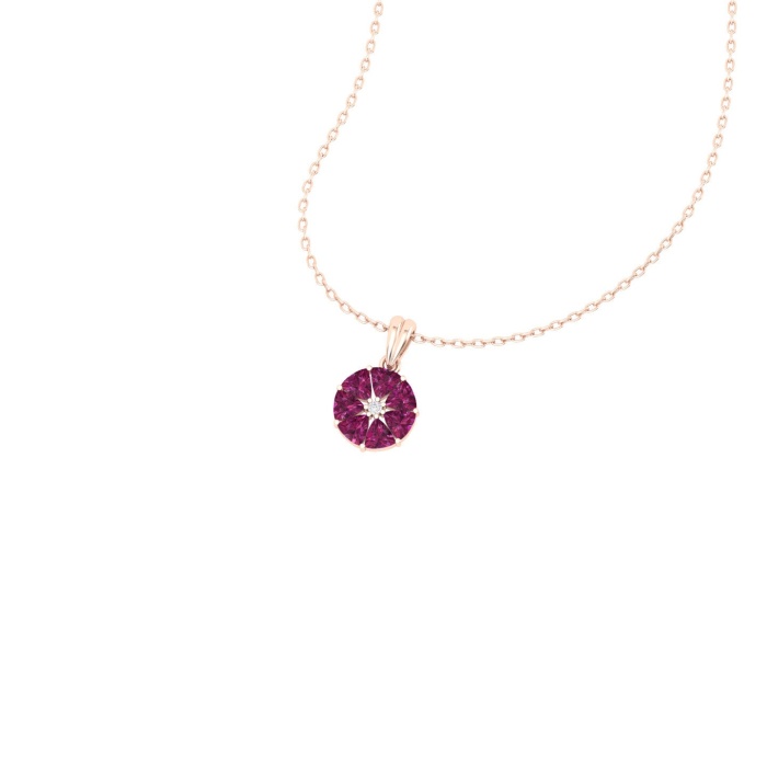 Dainty 14K Gold Natural Rhodolite Garnet Necklace, Minimalist Diamond Pendant, January Birthstone , Unique Diamond Layering Necklace For Her | Save 33% - Rajasthan Living 9
