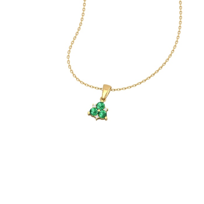 Solid 14K Gold Natural Emerald Necklace, Minimalist Diamond Pendant, May Birthstone Pendant For Women, Unique Diamond Layering Necklace | Save 33% - Rajasthan Living 12