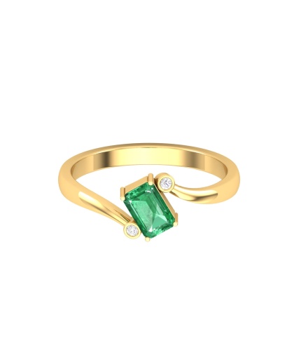 Solid 14K Gold Natural Emerald Ring, Everyday Gemstone Ring For Her, Handmade Jewellery For Women, May Birthstone Statement Ring | Save 33% - Rajasthan Living 3