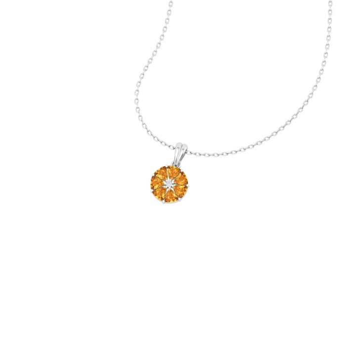 14K Solid Natural Citrine Gold Necklace, Unique Diamond Pendant, November Birthstone Jewelry For Women, Everyday Gemstone Pendant For Her | Save 33% - Rajasthan Living 11