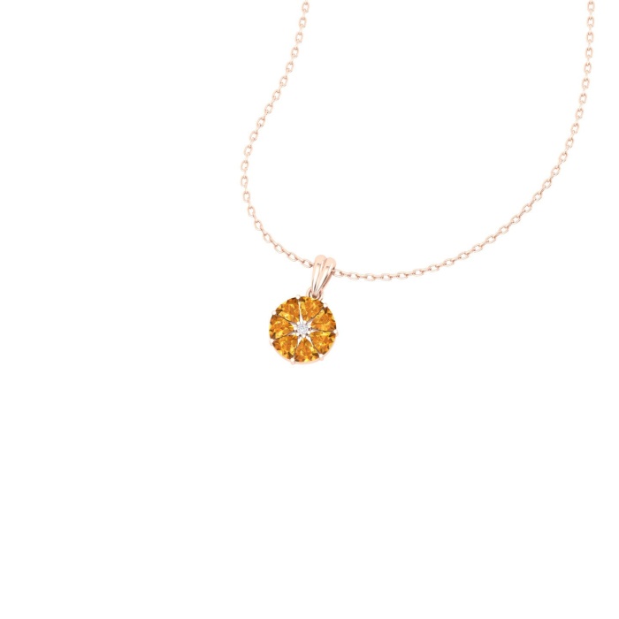 14K Solid Natural Citrine Gold Necklace, Unique Diamond Pendant, November Birthstone Jewelry For Women, Everyday Gemstone Pendant For Her | Save 33% - Rajasthan Living 8