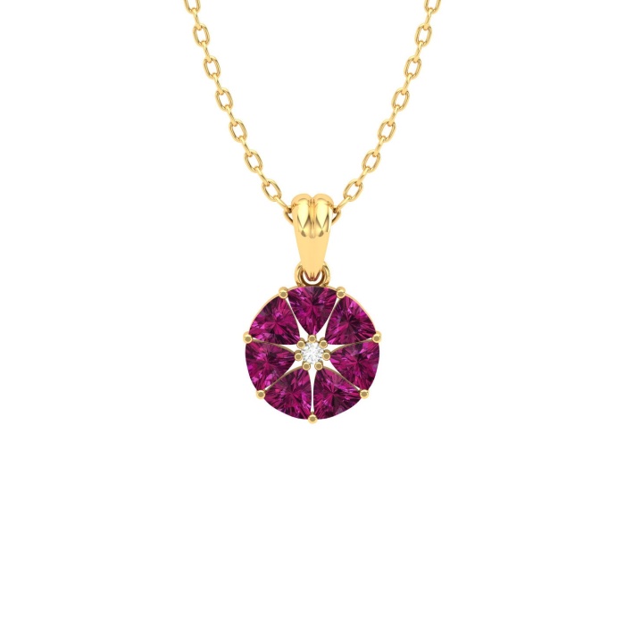 Dainty 14K Gold Natural Rhodolite Garnet Necklace, Minimalist Diamond Pendant, January Birthstone , Unique Diamond Layering Necklace For Her | Save 33% - Rajasthan Living 12