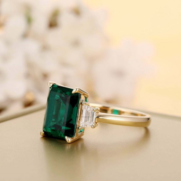 3Ct Emerald Cut Green Emerald Solitaire Engagement Ring 14K Yellow Gold Finish Emerald ring, 925 Sterling silver, Emerald Engagement ring | Save 33% - Rajasthan Living 7