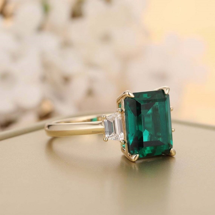 3Ct Emerald Cut Green Emerald Solitaire Engagement Ring 14K Yellow Gold Finish Emerald ring, 925 Sterling silver, Emerald Engagement ring | Save 33% - Rajasthan Living 6