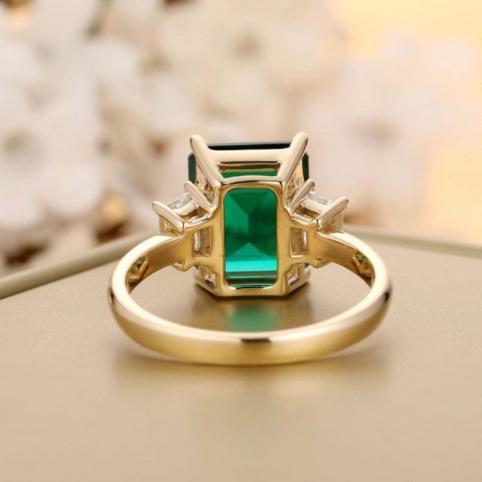 3Ct Emerald Cut Green Emerald Solitaire Engagement Ring 14K Yellow Gold Finish Emerald ring, 925 Sterling silver, Emerald Engagement ring | Save 33% - Rajasthan Living 8