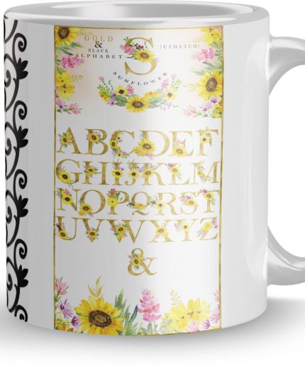 NK Store Alphabet With Flowers Printed Tea And Coffee Mug (320ml) | Save 33% - Rajasthan Living 3