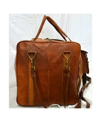 Vintage Leather Duffle Bag 24 x 11 inch from iHandikart Handicrafts made of 100% Goat Leather, Luggage Bag Suitable for Travelling also Known as Travel Bag, GYM Bag Best for Carrying GYM Shoes, Towel and Other Sports Acessories, it looks Trendy and Stylish Forever | Save 33% - Rajasthan Living 3