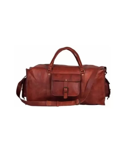 Goat Leather GYM Duffle Bag 24 x 11 inches from iHandikart Handicraft made of Vintage Leather, Luggage Bag Suitable for Travelling also known as Travel Bag, Best for Carrying GYM Shoes, Towel, Clothes and other Sports Acessories, it Looks Trendy and Stylish forever | Save 33% - Rajasthan Living