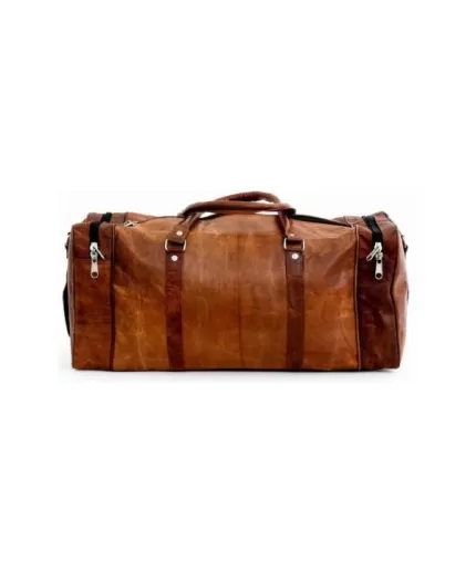 Goat Leather GYM Duffle Bag 24 x 11 inches from iHandikart Handicraft made of Vintage Leather, Luggage Bag Suitable for Travelling also known as Travel Bag, Best for Carrying GYM Shoes, Towel, Clothes and other Sports Acessories, it Looks Trendy and Stylish forever | Save 33% - Rajasthan Living 3