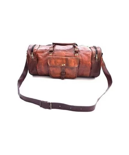 Goat Leather GYM Duffle Bag 24 x 11 inches from iHandikart Handicraft made of Vintage Leather, Luggage Bag Suitable for Travelling also known as Travel Bag, Best for Carrying GYM Shoes, Towel, Clothes and other Sports Acessories, it Looks Trendy and Stylish forever | Save 33% - Rajasthan Living