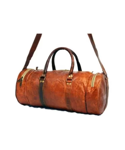 Goat Leather GYM Duffle Bag 20 x 10 inches from iHandikart Handicraft made of Vintage Leather, Luggage Bag Suitable for Travelling also known as Travel Bag, Best for Carrying GYM Shoes, Towel, Clothes and other Sports Acessories, it Looks Trendy and Stylish forever | Save 33% - Rajasthan Living 3