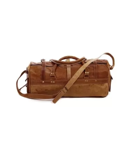 Goat Leather GYM Duffle Bag 24 x 11 inches from iHandikart Handicraft made of Vintage Leather, Luggage Bag Suitable for Travelling also known as Travel Bag, Best for Carrying GYM Shoes, Towel, Clothes and other Sports Acessories, it Looks Trendy and Stylish forever | Save 33% - Rajasthan Living 3