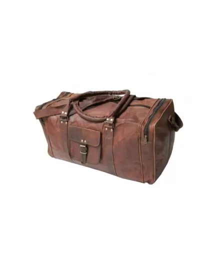 Leather Luggage Bag for Travelling 22X11 inches From iHandikart Handicraft Made of Vintage 100% Genuine Goat Leather, also usefull for Carrying Shoes, Towel, Clothes and Other Sports Acessories to GYM or Playground, it Looks Trendy and Stylish Forever | Save 33% - Rajasthan Living