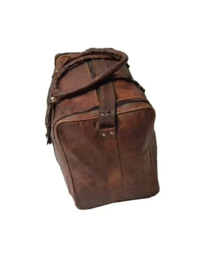 Leather Luggage Bag for Travelling 22X11 inches From iHandikart Handicraft Made of Vintage 100% Genuine Goat Leather, also usefull for Carrying Shoes, Towel, Clothes and Other Sports Acessories to GYM or Playground, it Looks Trendy and Stylish Forever | Save 33% - Rajasthan Living 3