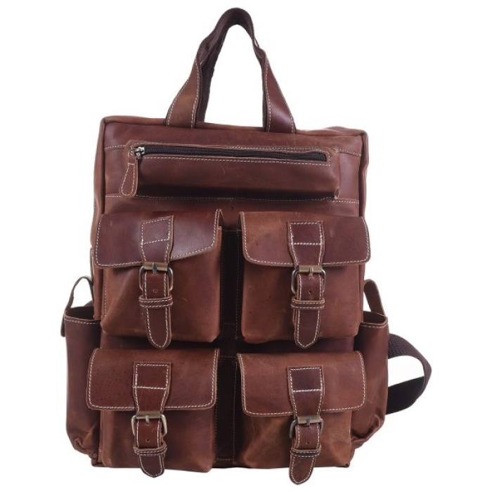 iHandikart 16X12 inches 5 Pockets Buffalo Leather Backpack (IHK 1502) | Save 33% - Rajasthan Living 5