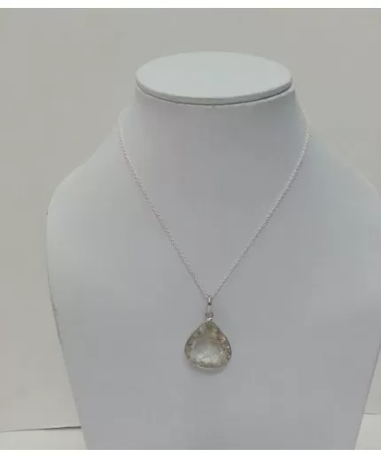 Trillion Shaped Golden Rutilated Quartz Pendant in 925 Sterling Silver | Save 33% - Rajasthan Living