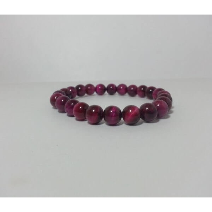 8mm Natural Pink Tiger Eye Smooth Round Beads Bracelet | Save 33% - Rajasthan Living 5