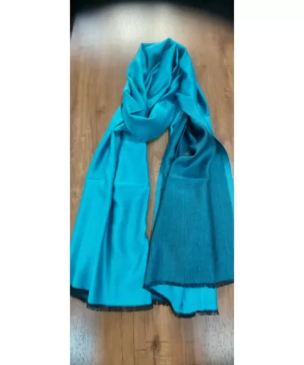 Blue Pashmina Reversible shawl/Cashmere Scarf/Shawl, Handwoven on Hand loom in Kashmir, Super Soft, Light Weave, Reversible, shiny | Save 33% - Rajasthan Living