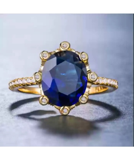 3.10 Ct Brilliant Oval Cut Lab Created Blue Sapphire Center Engagement Ring  Twist Ring 14K Yellow Gold Blue Gemstone female Ring | Save 33% - Rajasthan Living 5