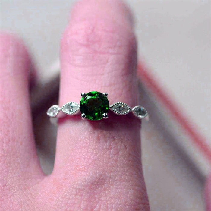 3.20Ct Round Cut Green Peridot Solitaire Engagement Ring 925 Sterling Silver Ring | Save 33% - Rajasthan Living 8